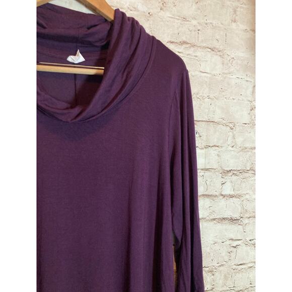 Et' Lois Dress Womens Large Dark Purple Cowl Neck Jersey Stretch Flowy USA Made - Picture 3 of 12